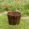 Gardenised Rustic Wooden Whiskey Barrel Planter with Durable Medal Handles and Drainage Hole - Small QI003236.S